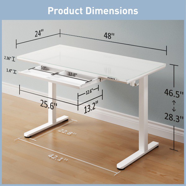 slide 2 of 10, Realspace® 48""W Glass-Top Electric Height-Adjustable Standing Desk, White, 1 ct