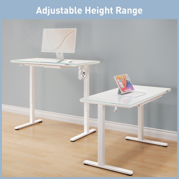 slide 9 of 10, Realspace® 48""W Glass-Top Electric Height-Adjustable Standing Desk, White, 1 ct