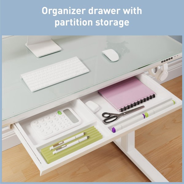 slide 7 of 10, Realspace® 48""W Glass-Top Electric Height-Adjustable Standing Desk, White, 1 ct