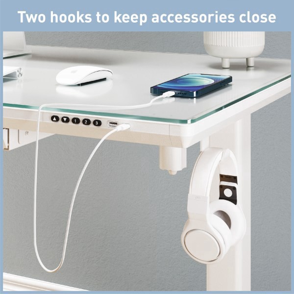 slide 4 of 10, Realspace® 48""W Glass-Top Electric Height-Adjustable Standing Desk, White, 1 ct