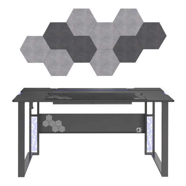 slide 4 of 10, RS Gaming™ Mergence 60""W RGB Gaming Computer Desk With 10 Acoustic Panels, Black, 1 ct
