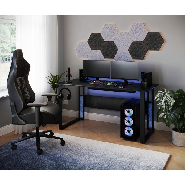 slide 6 of 10, RS Gaming™ Mergence 60""W RGB Gaming Computer Desk With 10 Acoustic Panels, Black, 1 ct
