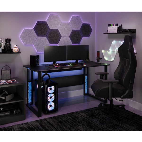 slide 3 of 10, RS Gaming™ Mergence 60""W RGB Gaming Computer Desk With 10 Acoustic Panels, Black, 1 ct