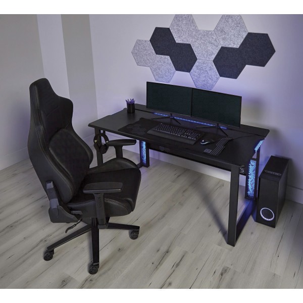 slide 7 of 10, RS Gaming™ Mergence 60""W RGB Gaming Computer Desk With 10 Acoustic Panels, Black, 1 ct