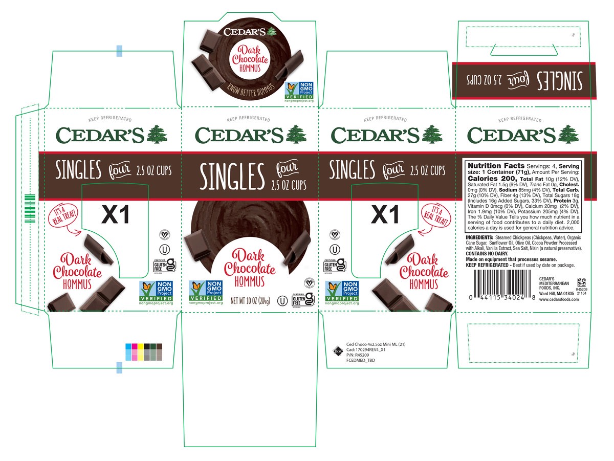 slide 9 of 9, Cedar's Foods Dark Chocolate Hommus Singles, 10 oz