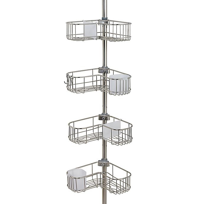 slide 1 of 3, ORG NeverRust 4-Tier Corner L-Shape Shower Caddy - Stainless Steel, 1 ct