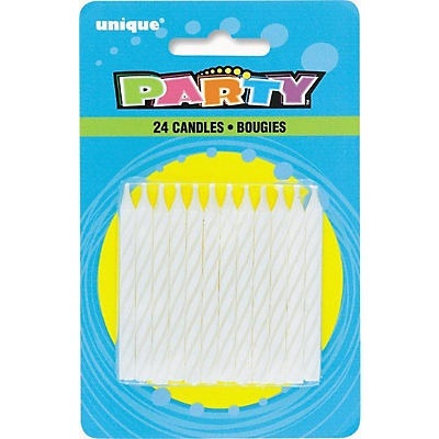 slide 1 of 1, Unique Industries White Party Birthday Candles, 24 ct