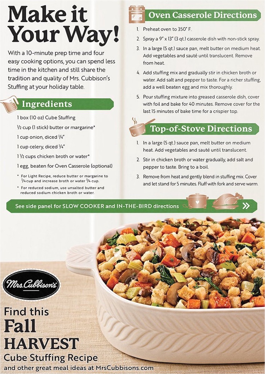 slide 5 of 11, Mrs. Cubbison's Herb Seasoned Cube Herb Seasoned Cube Stuffing 10 oz, 10 oz