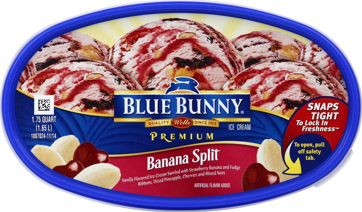 slide 2 of 4, Blue Bunny Premium Banana Split Ice Cream, 1.75 qt