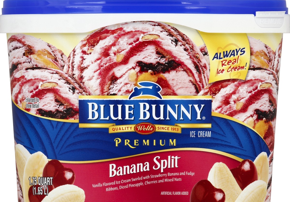 slide 4 of 4, Blue Bunny Premium Banana Split Ice Cream, 1.75 qt