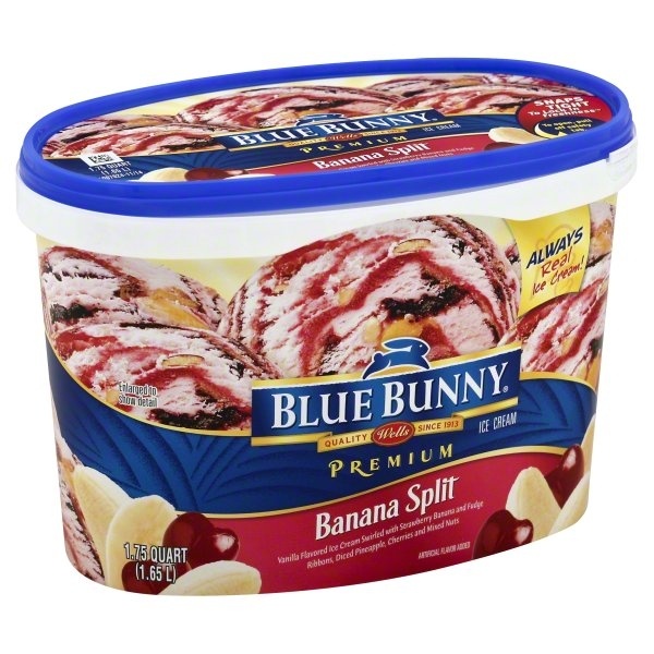 slide 1 of 4, Blue Bunny Premium Banana Split Ice Cream, 1.75 qt