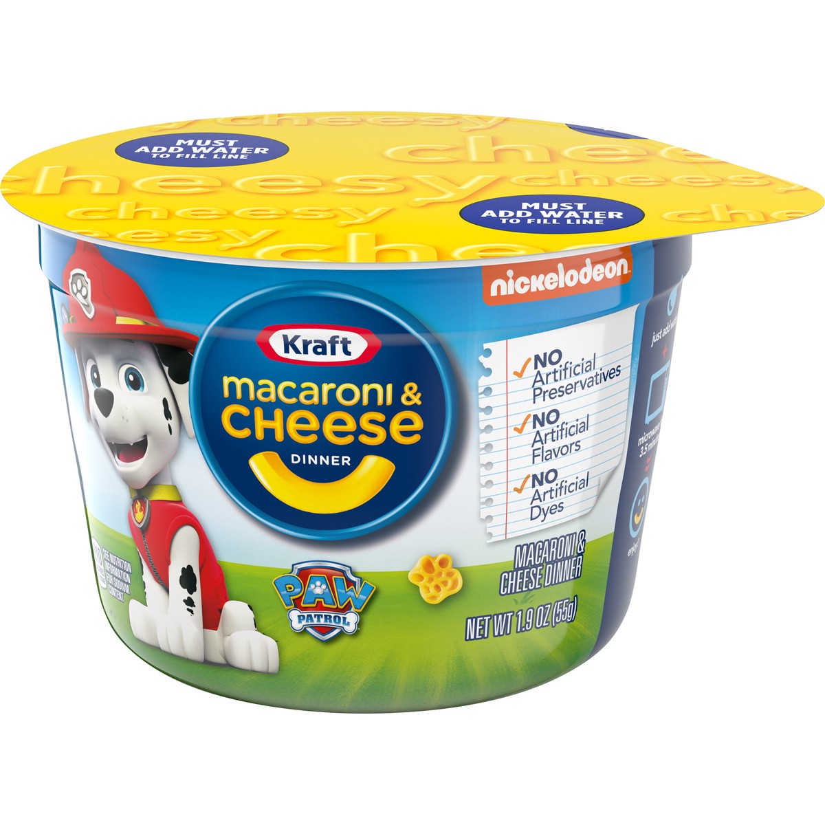 slide 5 of 9, Kraft Mac & Cheese Macaroni and Cheese Easy Microwavable Dinner with Nickelodeon Paw Patrol Pasta Shapes, 1.9 oz Cup, 1.9 oz