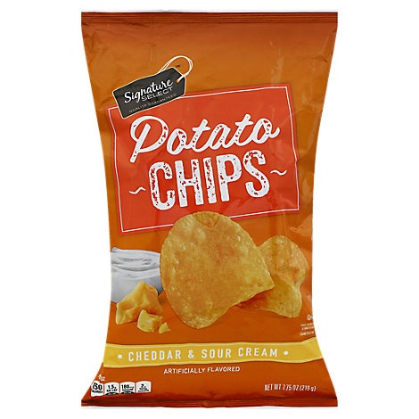 slide 1 of 1, Signature Select Potato Chips Cheddar & Sour Cream, 7.75 oz