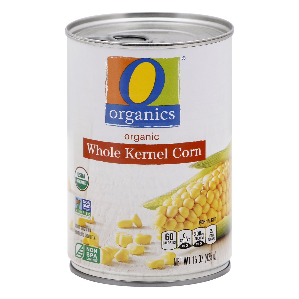 slide 1 of 13, O Organics Organic Whole Kernel Corn, 15.25 oz
