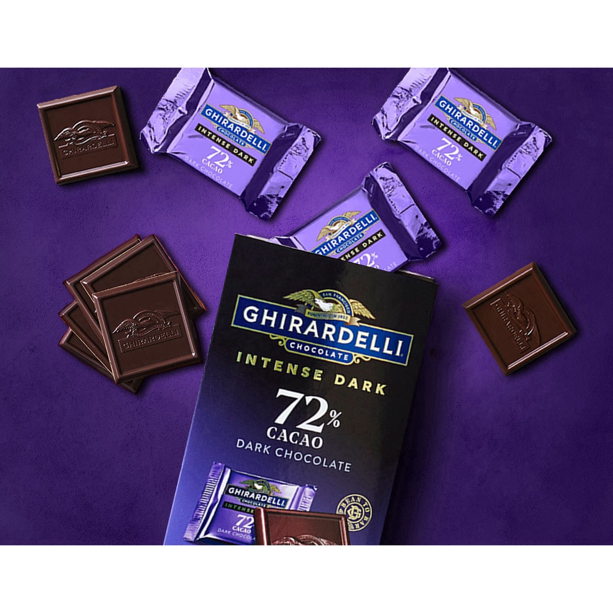 slide 6 of 17, Ghirardelli Intense Dark 72% Cacao Squares, 4.87 oz