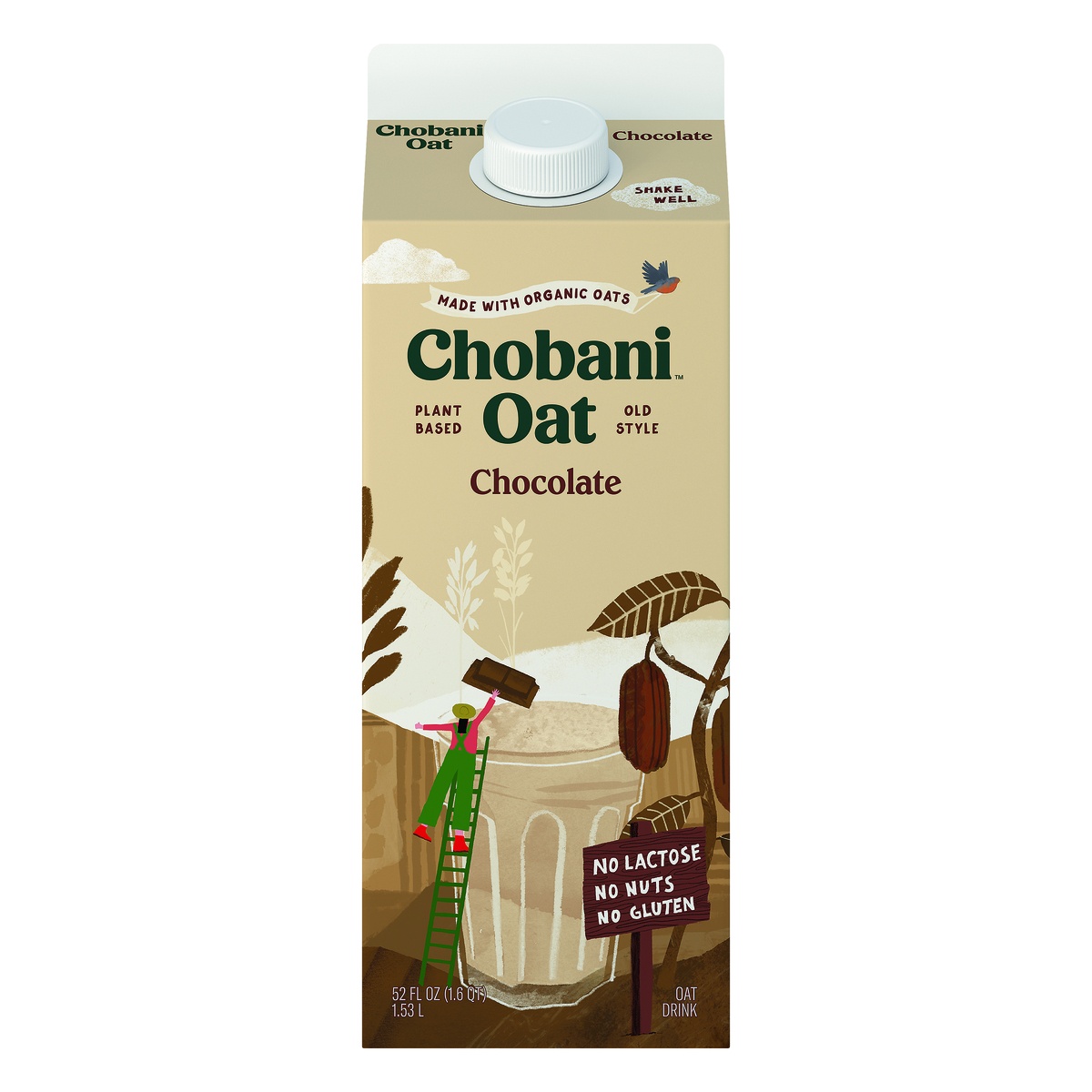 slide 1 of 1, Chobani Oat Chocolate Oat Drink Carton, 52 fl oz