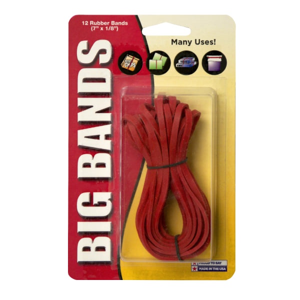 slide 1 of 8, Alliance Rubber Advantage Rubber Bands, 7'', Red, Pack Of 12, 12 ct