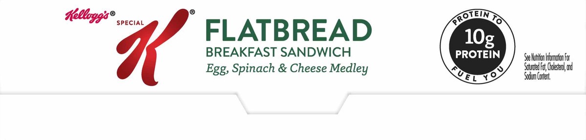slide 3 of 13, Special K Flatbread Breakfast Sandwiches, Egg, Spinach, and Cheese Medley, 13.4 Oz, Box, 4 Ct, Frozen, 13.4 oz