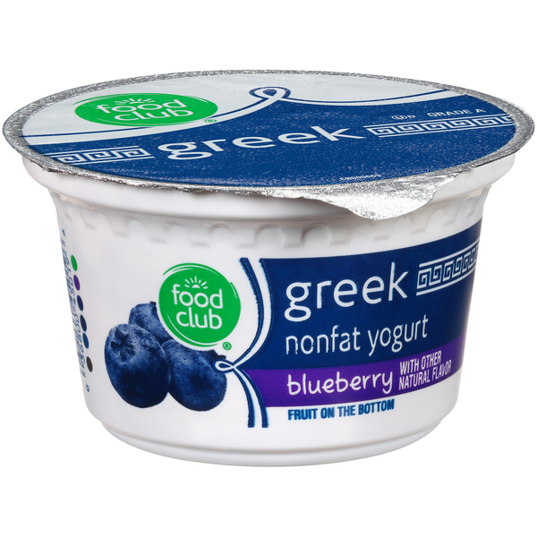 slide 1 of 1, Food Club Blueberry Fruit On The Bottom Greek Nonfat Yogurt, 5.3 oz