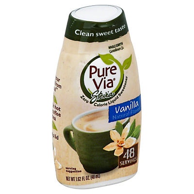 slide 1 of 1, Pure Via Vanilla Stevia Zero Calorie Liquid Sweetener, 1.6 oz