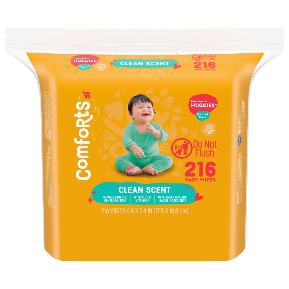 slide 1 of 3, Comforts Clean And Fresh Scent Baby Wipes, 216 ct