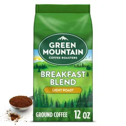 Green Mountain Coffee Roasters Breakfast Blend Ground Light Roast 100% Arabica Coffee 12 oz Bag