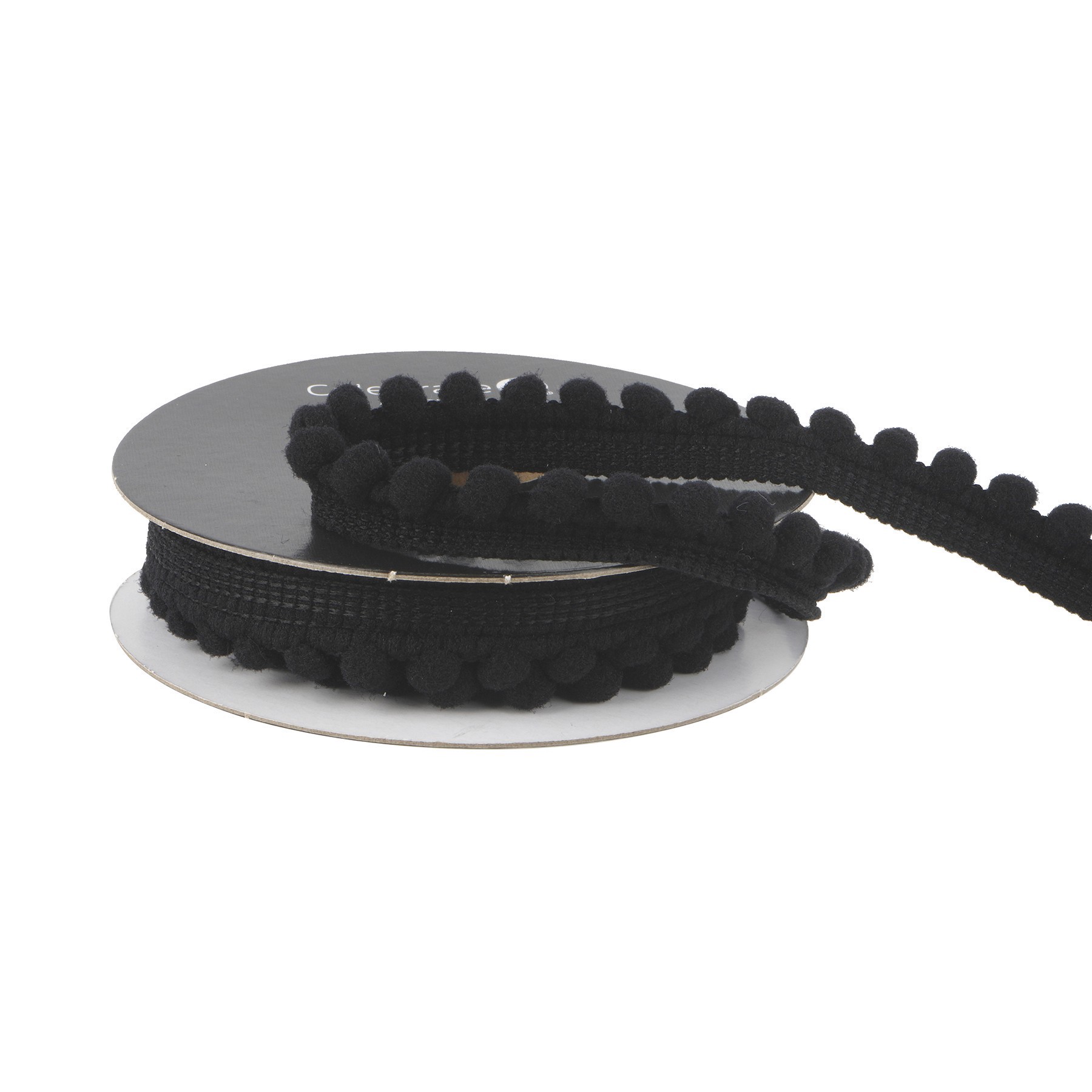 slide 2 of 3, 3/8" X 3yd. Black Pom Pom Ribbon By Celebrate It Halloween, 3/8 in x 3 yd