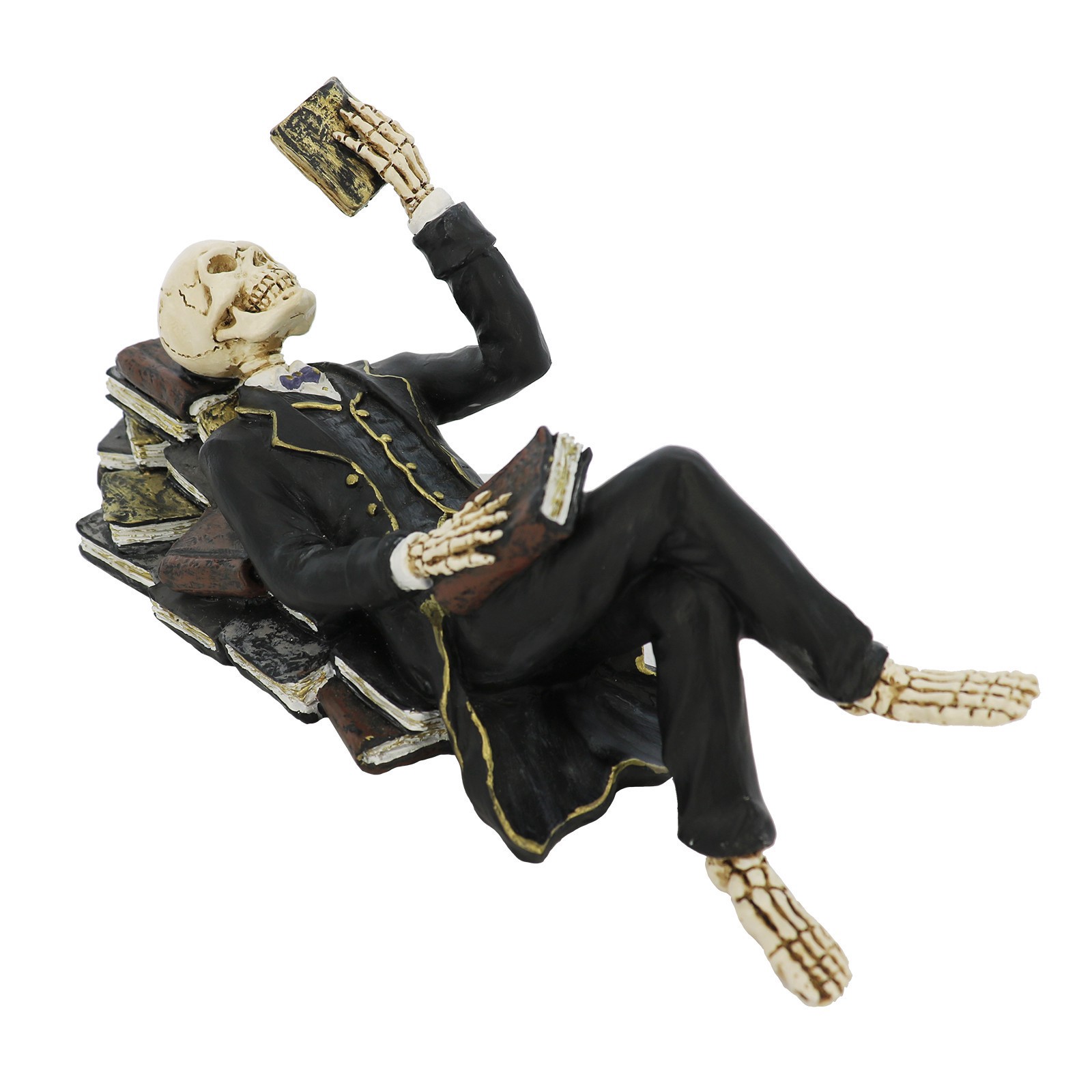 slide 4 of 4, 8" Lying Skeleton With Book Tabletop Decor By Ashland, 8 in