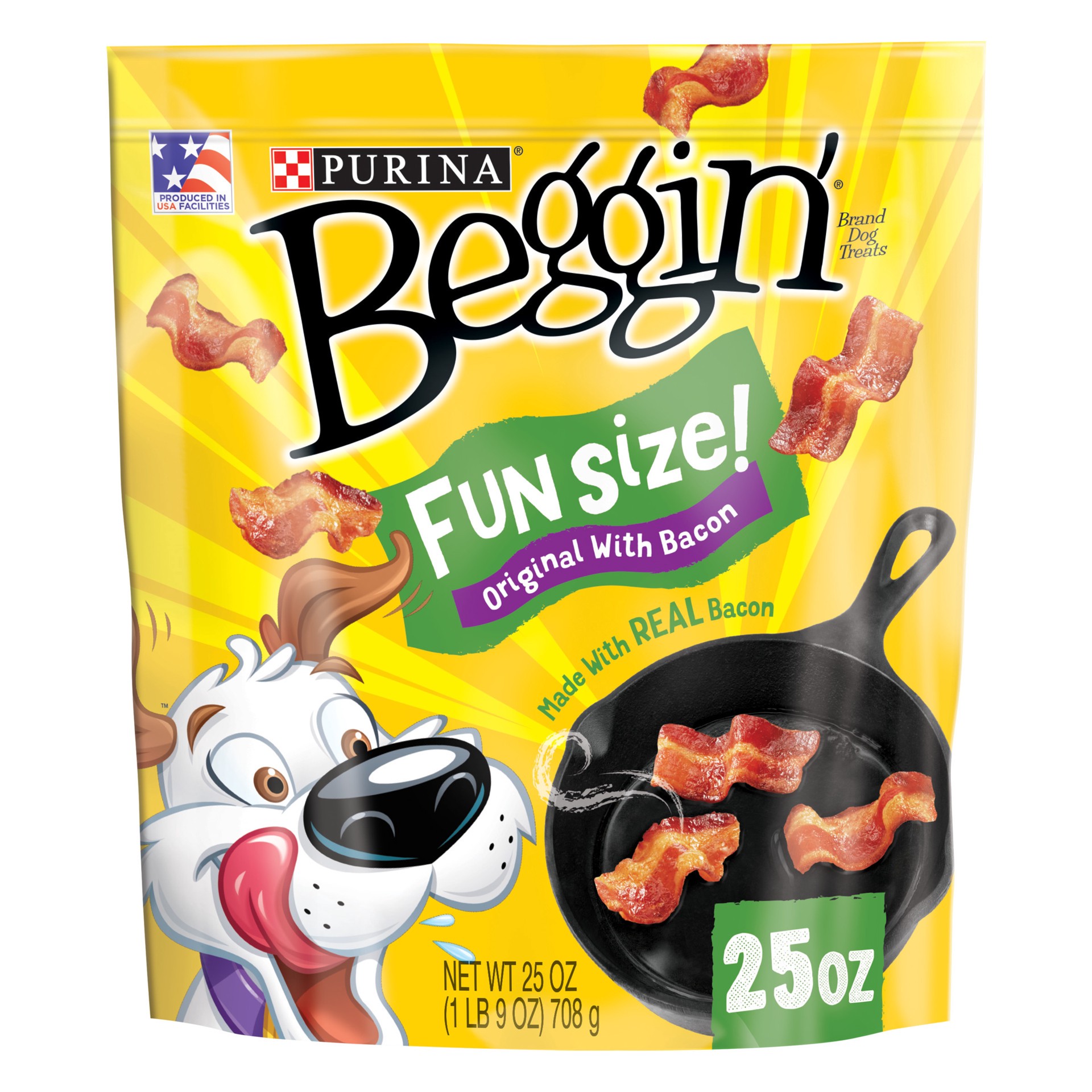 slide 1 of 9, Beggin' Purina Beggin' With Real Meat Dog Treats, Fun Size Original With Bacon Flavor, 25 oz