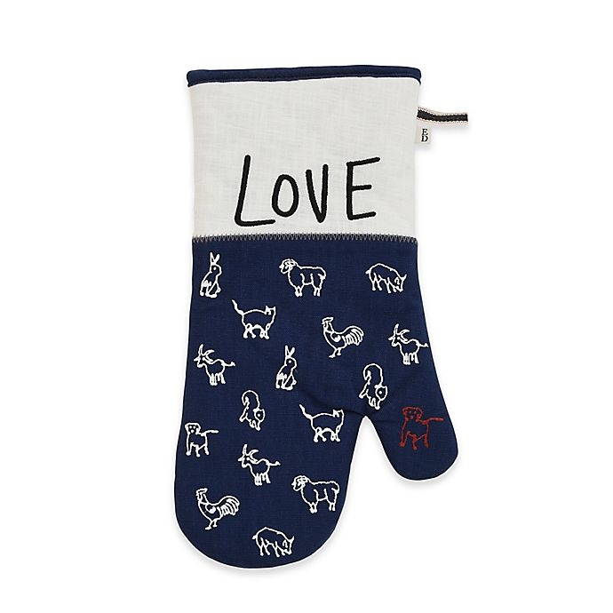 slide 1 of 1, ED Ellen DeGeneres Love Oven Mitt - Blue, 1 ct