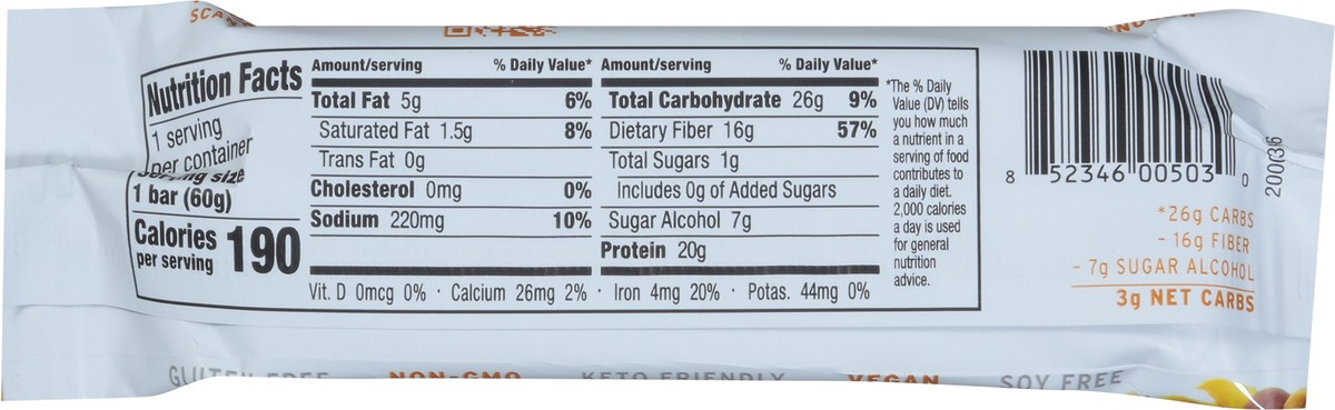 slide 5 of 9, No Cow Peanut Butter Chocolate Chip Protein Bar, 2.12 oz