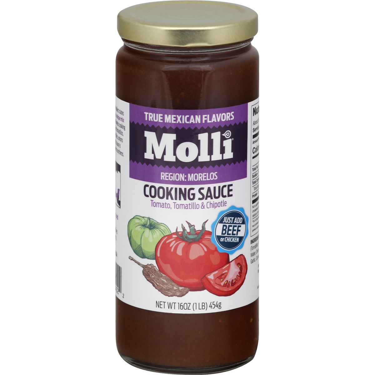 slide 1 of 1, Molli Morelos Cooking Sauce, 16 oz