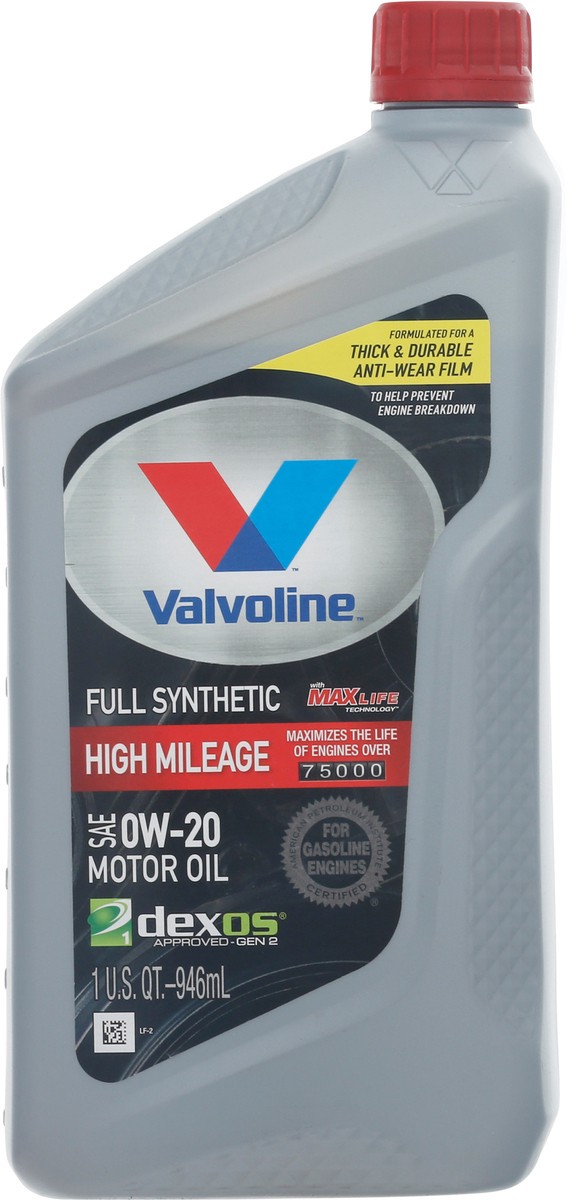 slide 8 of 9, Valvoline Full Synthetic High Mileage with MaxLife Technology SAE 0W-20 Motor Oil 1 QT, 1 ct