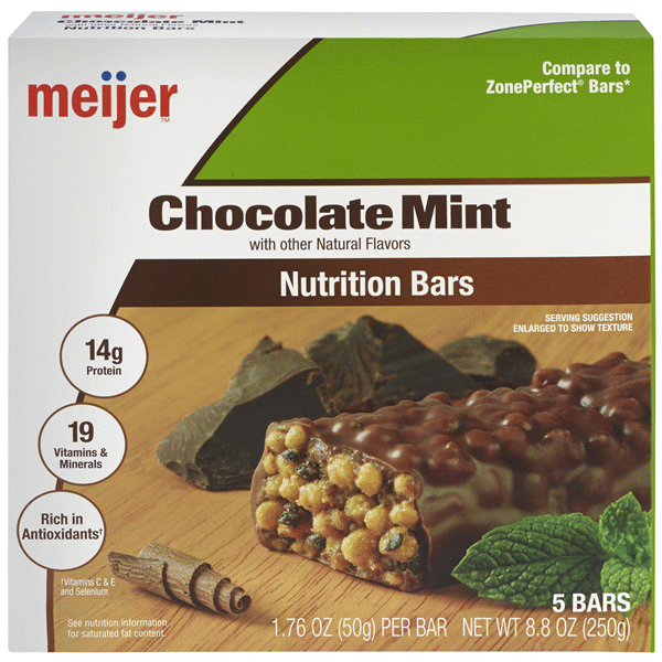 slide 1 of 1, Meijer Chocolate Mint Nutrition Bar, 5 ct