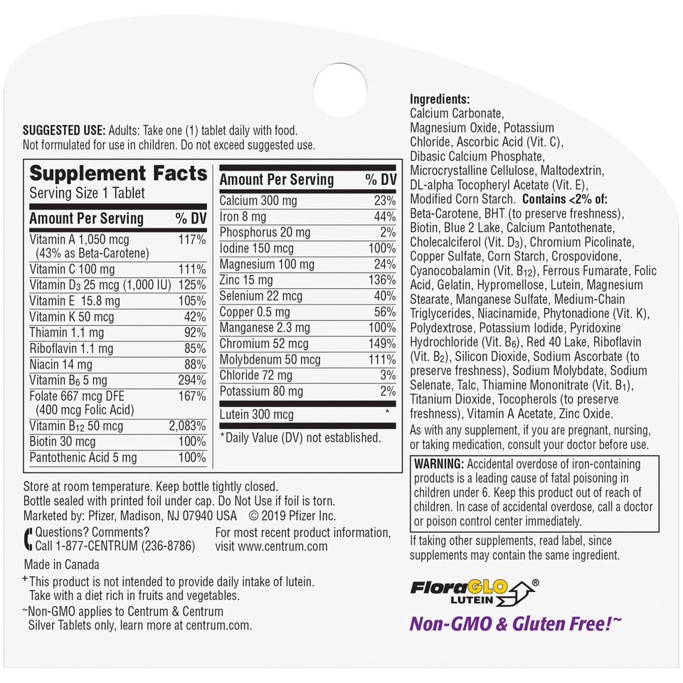 slide 5 of 6, Centrum Silver Women 50 Multivitamin Multimineral Tablets, 65 ct