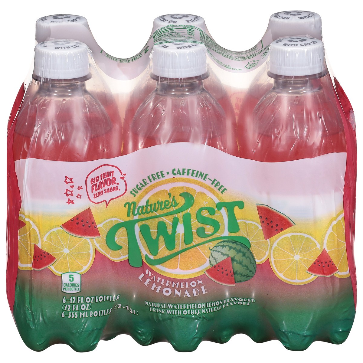 slide 9 of 14, Nature's Twist Sugar Free Caffeine-Free Watermelon Lemonade 6 - 12 fl oz Bottles, 6 ct