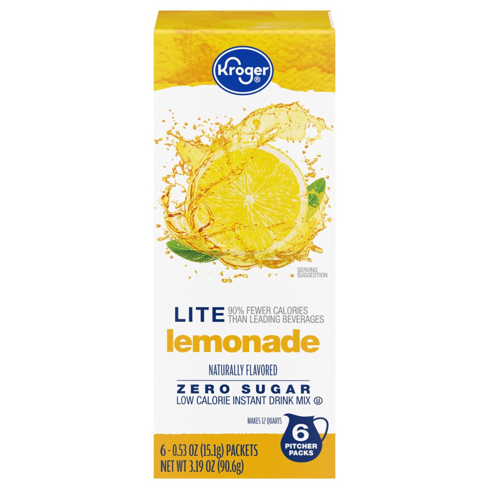 slide 2 of 4, Kroger® Lite Zero Sugar Lemonade Instant Drink Mix, 6 ct; 0.53 oz