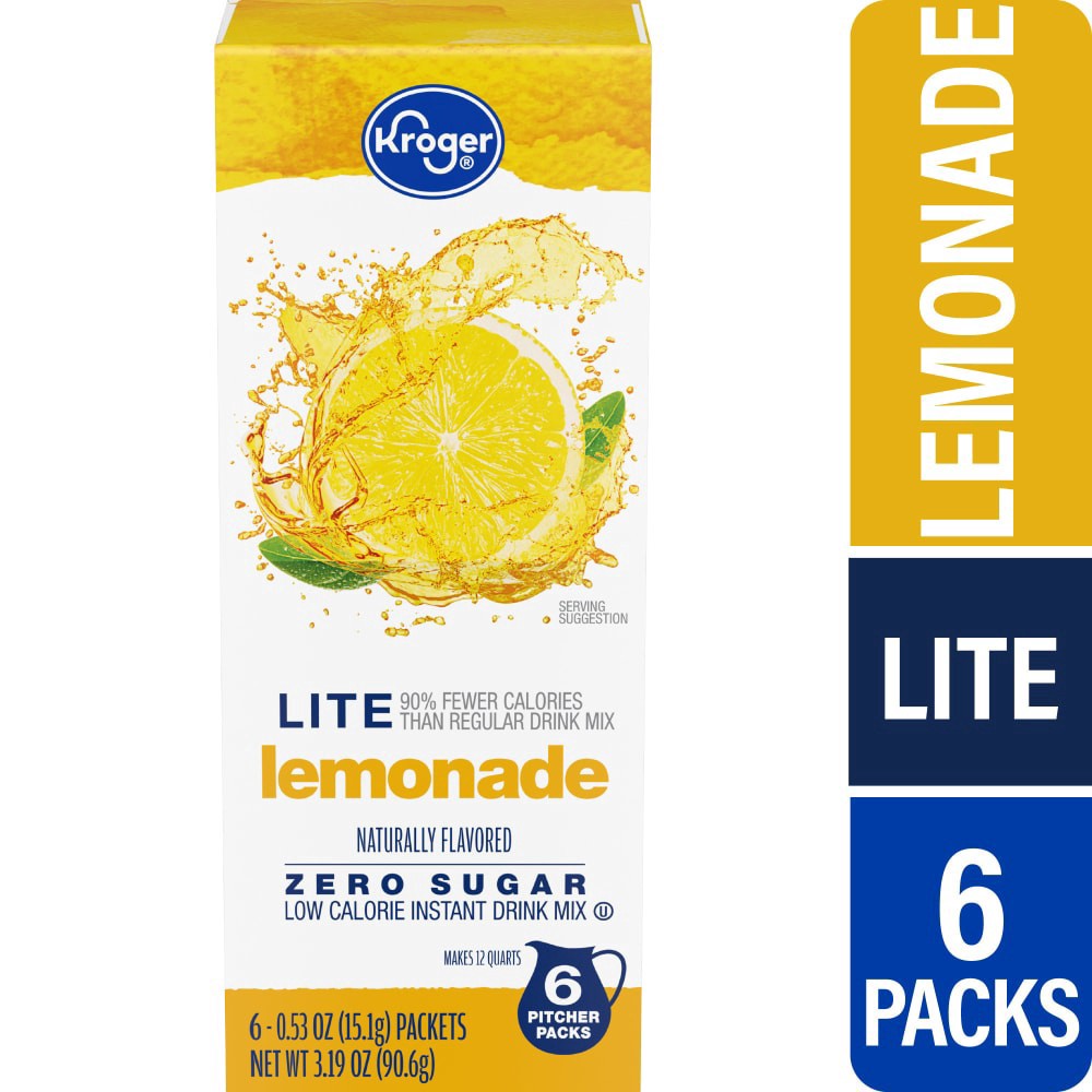 slide 4 of 4, Kroger® Lite Zero Sugar Lemonade Instant Drink Mix, 6 ct; 0.53 oz