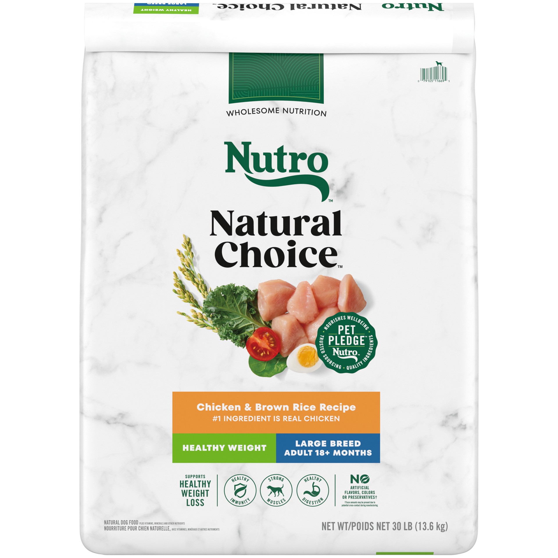 slide 1 of 5, Nutro Natural Choice Adult Large Breed Healthy Weight Dry Dog Food, Chicken and Brown Rice Recipe, 30 lbs., 30 lb