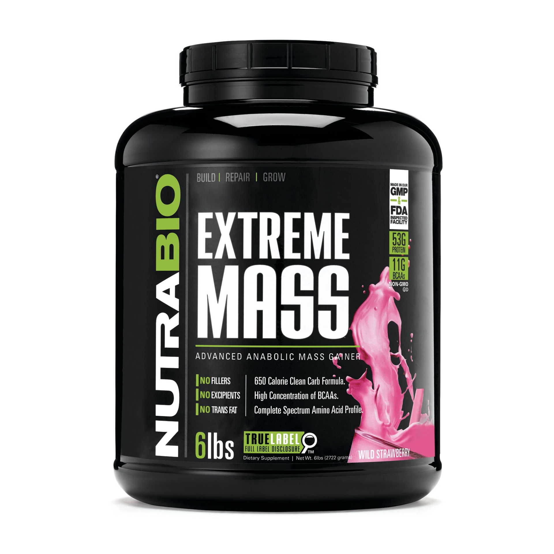 slide 1 of 1, NutraBio Extreme Mass - Strawberry, 6 lb