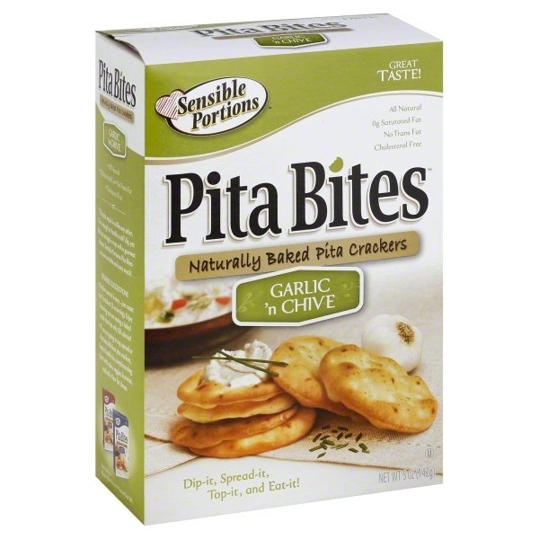 slide 1 of 1, Sensible Portions Garlic & Chives Pita Bites, 5 oz