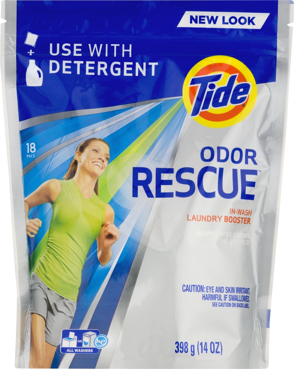 slide 8 of 9, Tide Odor Rescue 18 Loads With Febreze Odor Defense In-Wash Laundry Booster Pacs, 14 oz