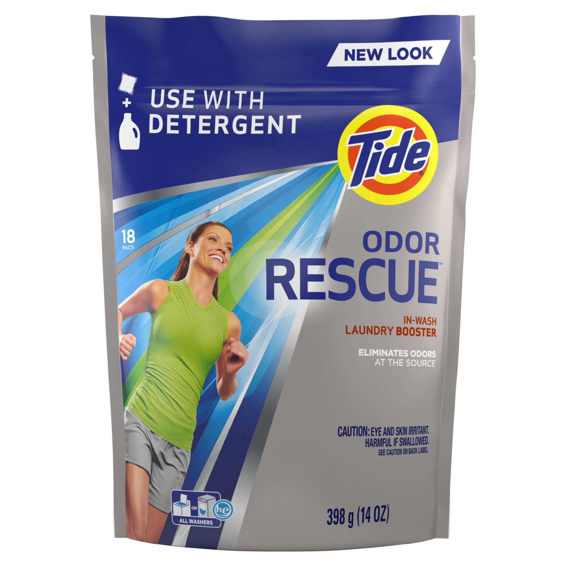 slide 1 of 9, Tide Odor Rescue 18 Loads With Febreze Odor Defense In-Wash Laundry Booster Pacs, 14 oz