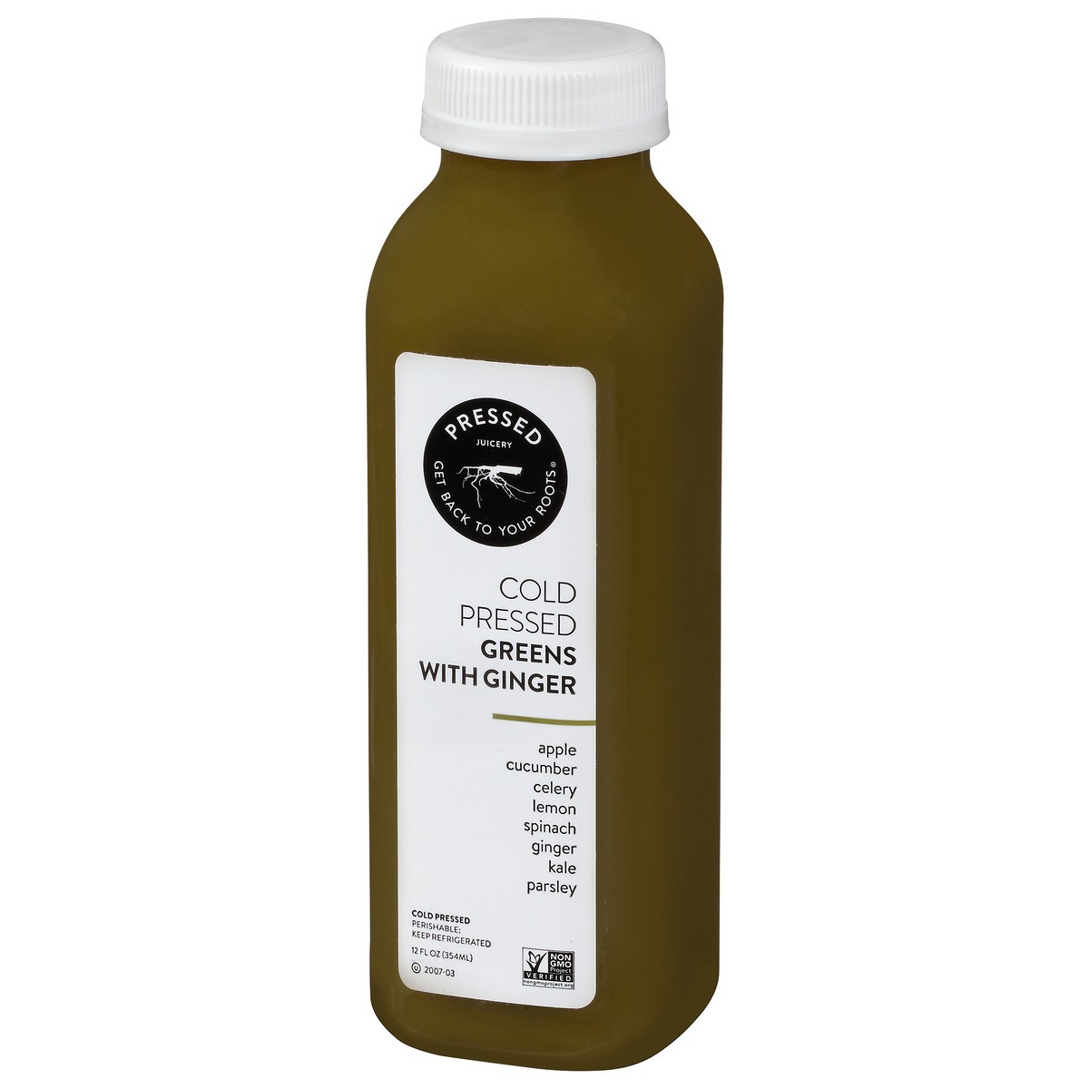 slide 2 of 10, Pressed Juicery Cold Pressed Greens with Ginger Juice 12 fl oz, 