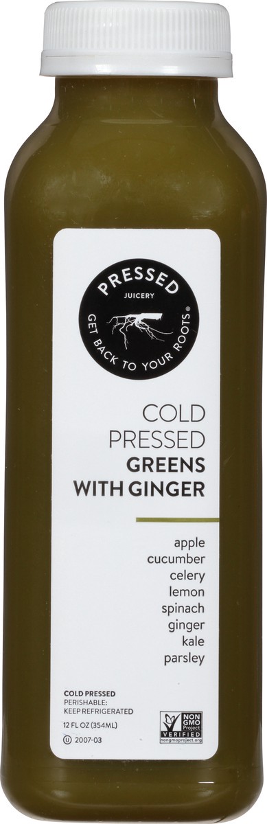 slide 8 of 10, Pressed Juicery Cold Pressed Greens with Ginger Juice 12 fl oz, 