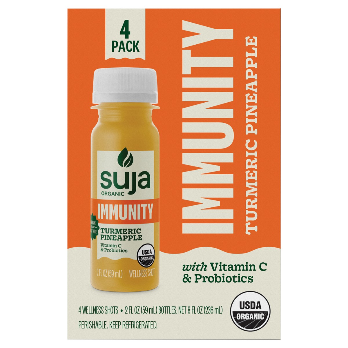 slide 1 of 9, Suja Organic Immunity Turmeric Pineapple Wellness Shots- 8 fl oz, 4 ct; 2 oz