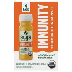 Suja Organic Immunity Turmeric Pineapple Wellness Shots, 2 fl oz Bottle, 4-Pack