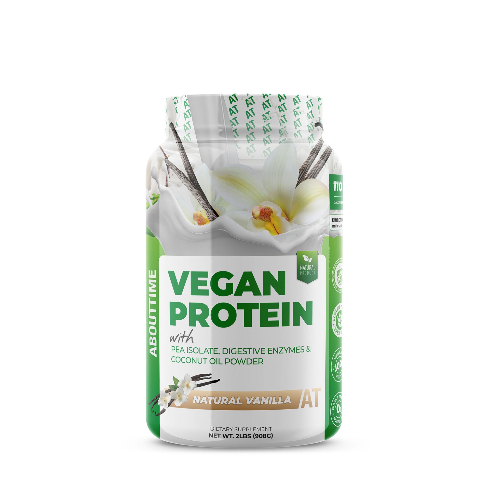 slide 1 of 1, About Time Vegan Protein Powder - Vanilla, 2 lb