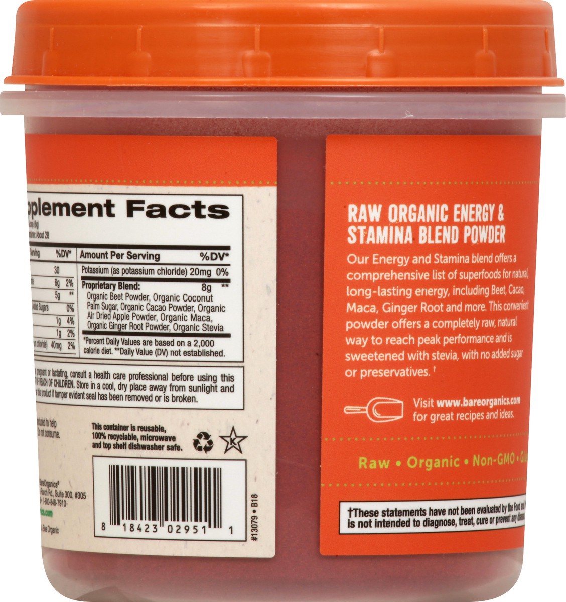 slide 12 of 13, BareOrganics Organic Raw Energy & Stamina Blend - 8 oz, 8 oz