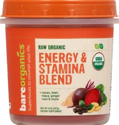 BareOrganics Organic Raw Energy & Stamina Blend - 8 oz